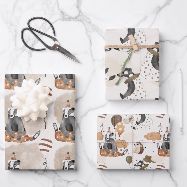 Baby Boy Baby Wild Animal  Wrapping Paper Sheet (Front)