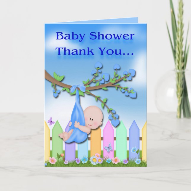 Baby Boy - Backyard Baby Shower Thank You card (Front)