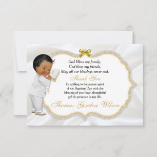 Baby Boy Baptism Christening Gold Cross Thank You Card