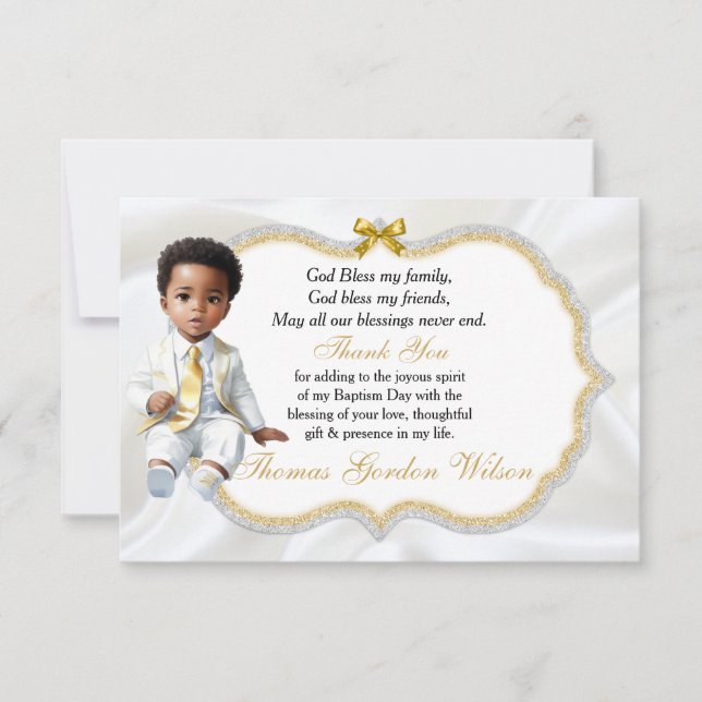 Baby Boy Baptism Communion Thank You (Front)