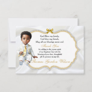 Baby Boy Baptism Communion Thank You Card