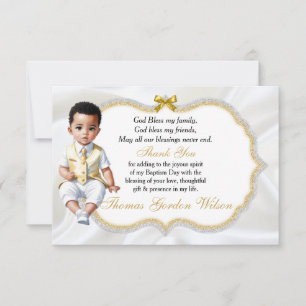 Baby Boy Baptism Communion Thank You Card