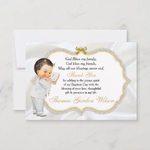 Baby Boy Baptism Communion Thank You Card