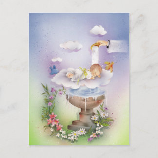 Baby boy baptism postcard