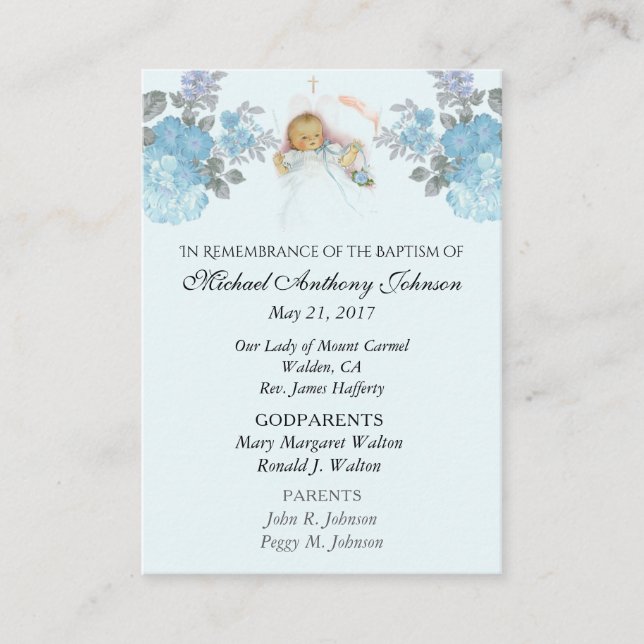 Baby Boy Baptismal Souvenir Carte Sainte (Devant)