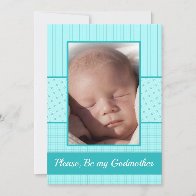 Baby Boy be my Godmother Invitation (Front)