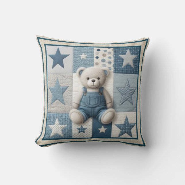 Baby Boy Bear Pillow (Front)