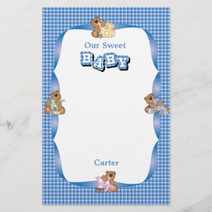 Baby Boy Bear Scrapbooking Stationery