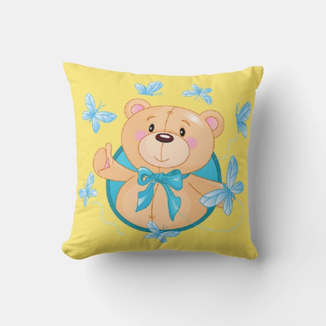 Baby Boy Bear Throw Pillow (Front)