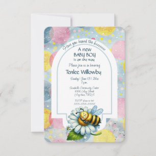 Baby Boy Bee In A Flower Shower  Invitation