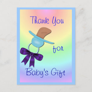 Baby Boy  Binkie Thank You postcard - customize
