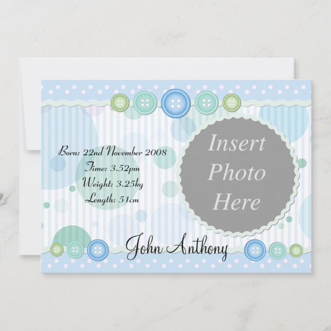 Baby Boy Birth Announcement (Front)