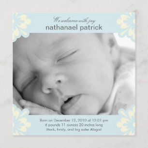 Baby Boy Birth Announcement - Floral Corners