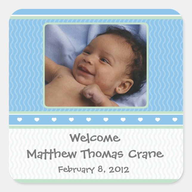 Baby Boy Birth Announcement Sticker (Front)