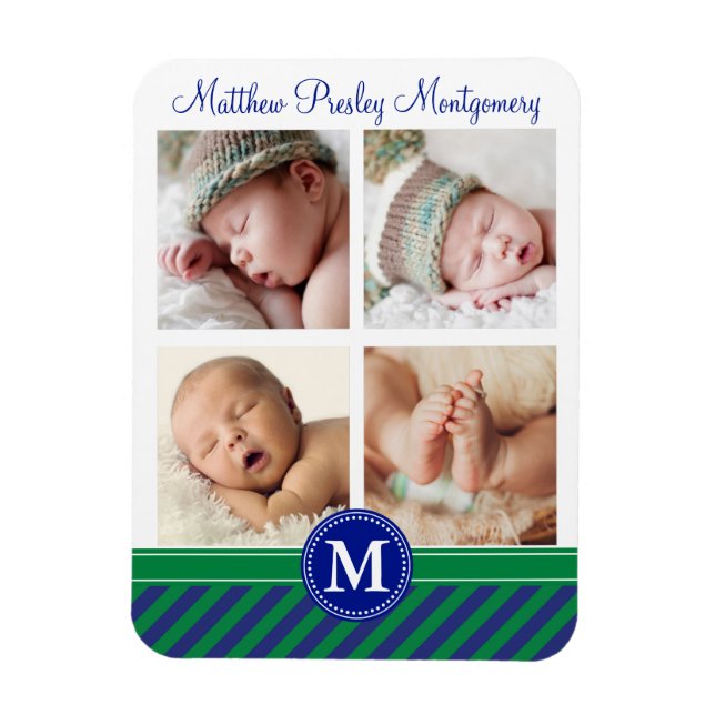 Baby Boy Birth Keepsake Personalized Photo Magnet (Vertical)