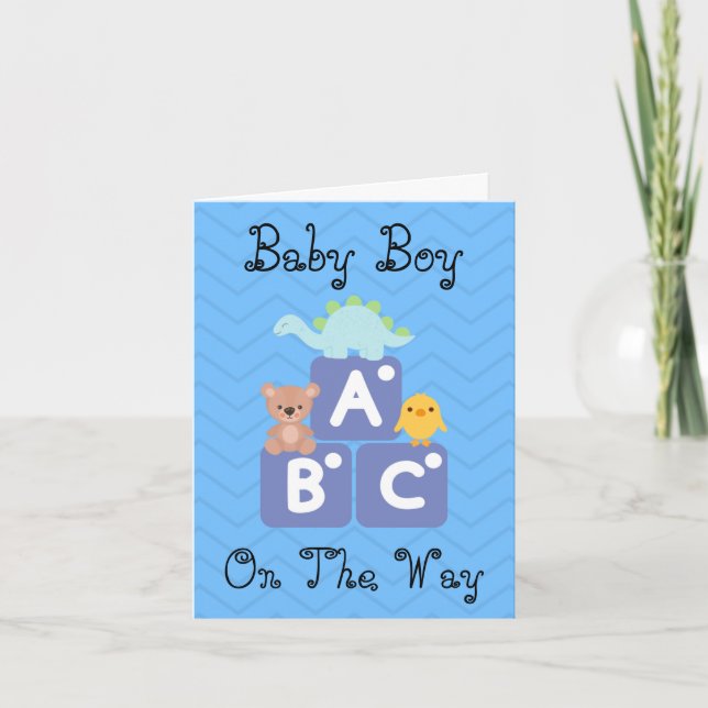 Baby Boy Blocks Félicitations Carte d'invitation (Devant)
