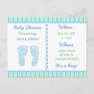 Baby Boy Blue and Green Baby Shower Invitation