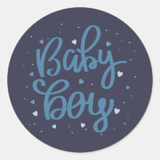 Baby Boy Blue Baby Shower  Classic Round Sticker