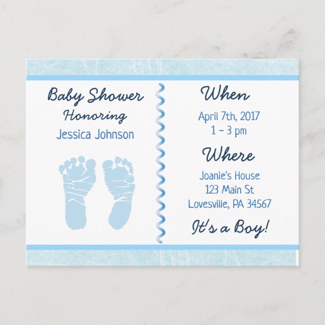 Baby Boy Blue Baby shower Invitation (Devant)