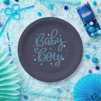 Baby Boy Blue Baby Shower  Paper Plate