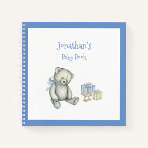 Baby Boy Blue Bear Keepsake Personalized Baby Book