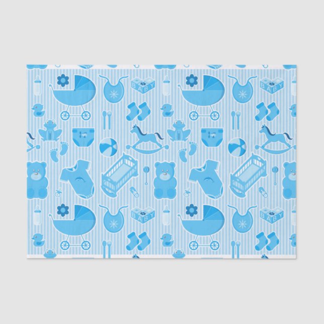 Baby Boy Blue Collage Tissue Paper (Front)