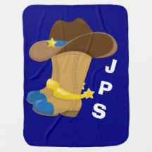 Baby Boy Blue Cowboy Boots Hat Western Customized