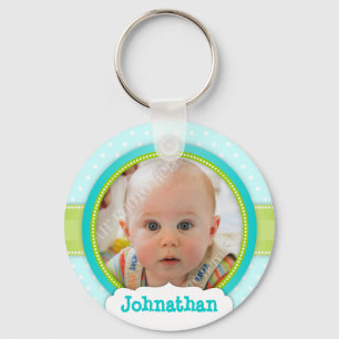 Baby Boy Blue Custom Photo Keepsake Keychain