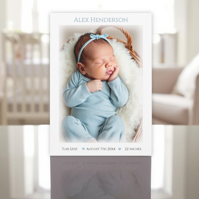 Baby Boy Blue Dotted Birth Announcement Card (Baby Boy Blue Dotted Birth Announcement Card)