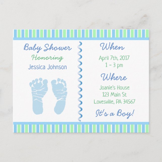 Baby Boy Blue et Green Baby shower Invitation (Devant)