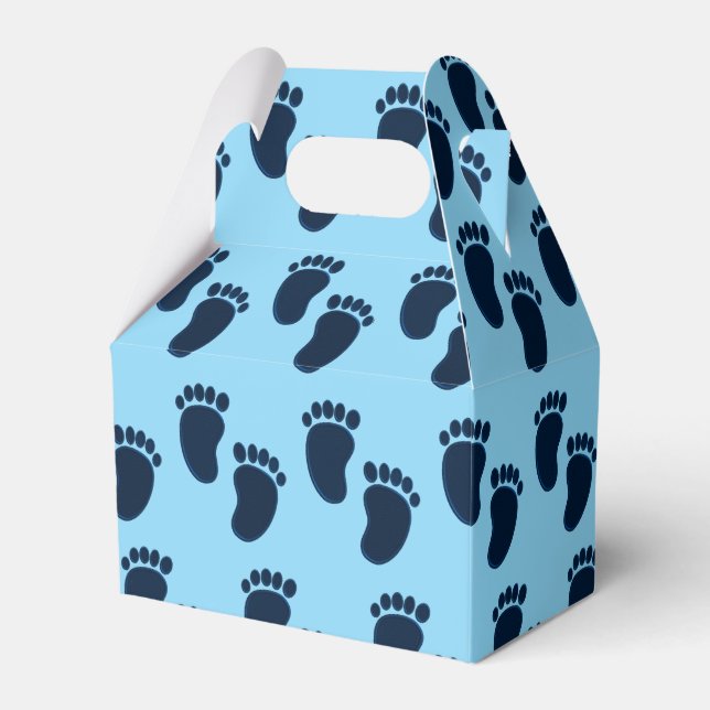 Baby Boy Blue Faux Embroidery Print Pattern Favor Box (Front Side)