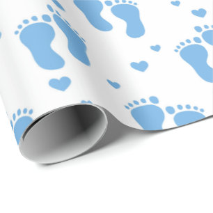 baby boy blue feet pattern wrapping paper