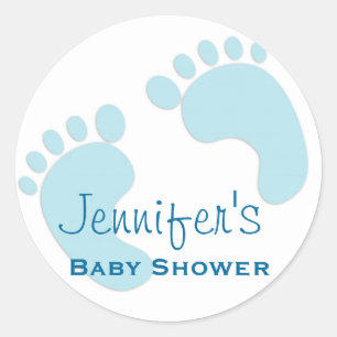 Baby Boy Blue Footprint Simple Shower Stickers