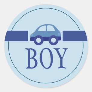 Baby Boy Blue Gender Reveal Party Classic Classic Round Sticker