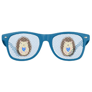 Baby Boy Blue Heart Hedgehog Baby Shower Retro Sunglasses