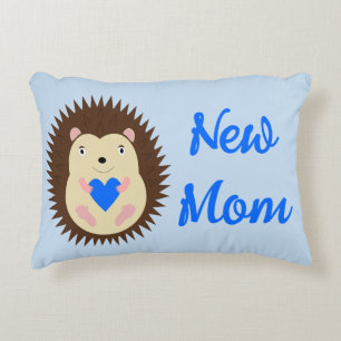 Baby Boy Blue Heart Hedgehog Custom Accent Pillow