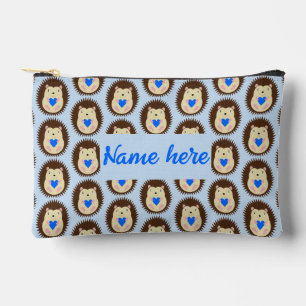 Baby Boy Blue Heart Hedgehog Custom Accessory Pouch