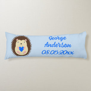 Baby Boy Blue Heart Hedgehog Custom Body Pillow