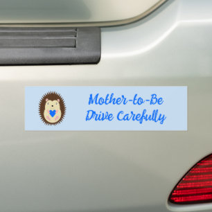 Baby Boy Blue Heart Hedgehog Custom Bumper Sticker