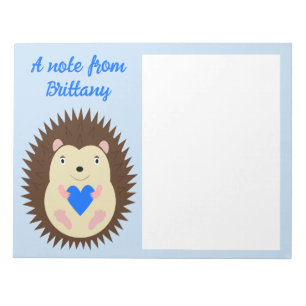 Baby Boy Blue Heart Hedgehog Custom Notepad