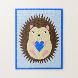 Baby Boy Blue Heart Hedgehog Jigsaw Puzzle