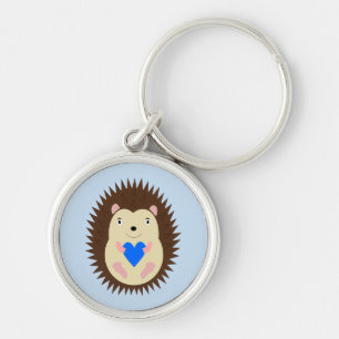 Baby Boy Blue Heart Hedgehog Keychain