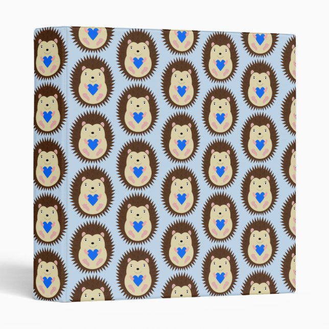 Baby Boy Blue Heart Hedgehog Patterned Binder (Front/Spine)