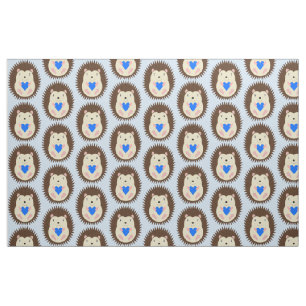 Baby Boy Blue Heart Hedgehog Patterned Fabric