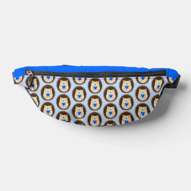 Baby Boy Blue Heart Hedgehog Patterned Fanny Pack (Lay Down)