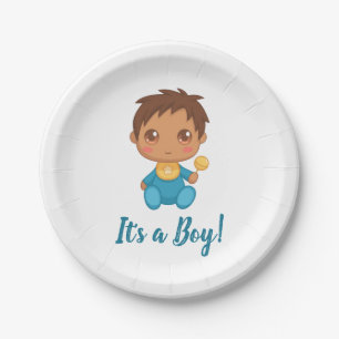 Baby Boy Blue Jumpsuit Paper Plate