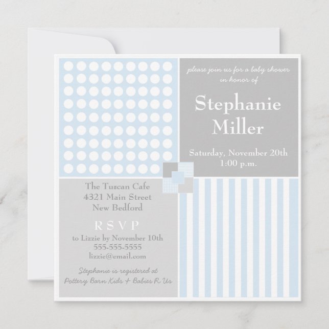 Baby Boy Blue Modern Baby Shower Invitation (Front)