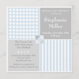 Baby Boy Blue Modern Baby Shower Invitation