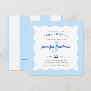 Baby Boy Blue Monogram Shower Invitation