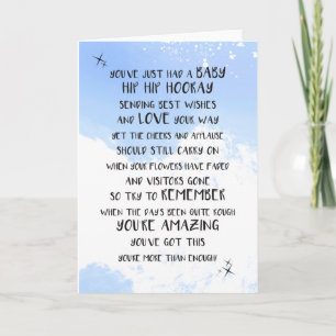 Baby Boy, Blue Newborn, New Parent Advice Card